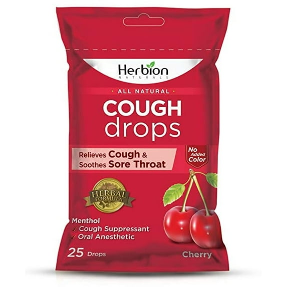 Herbion Naturals Cough Drops Cherry Flavor, 25 ea