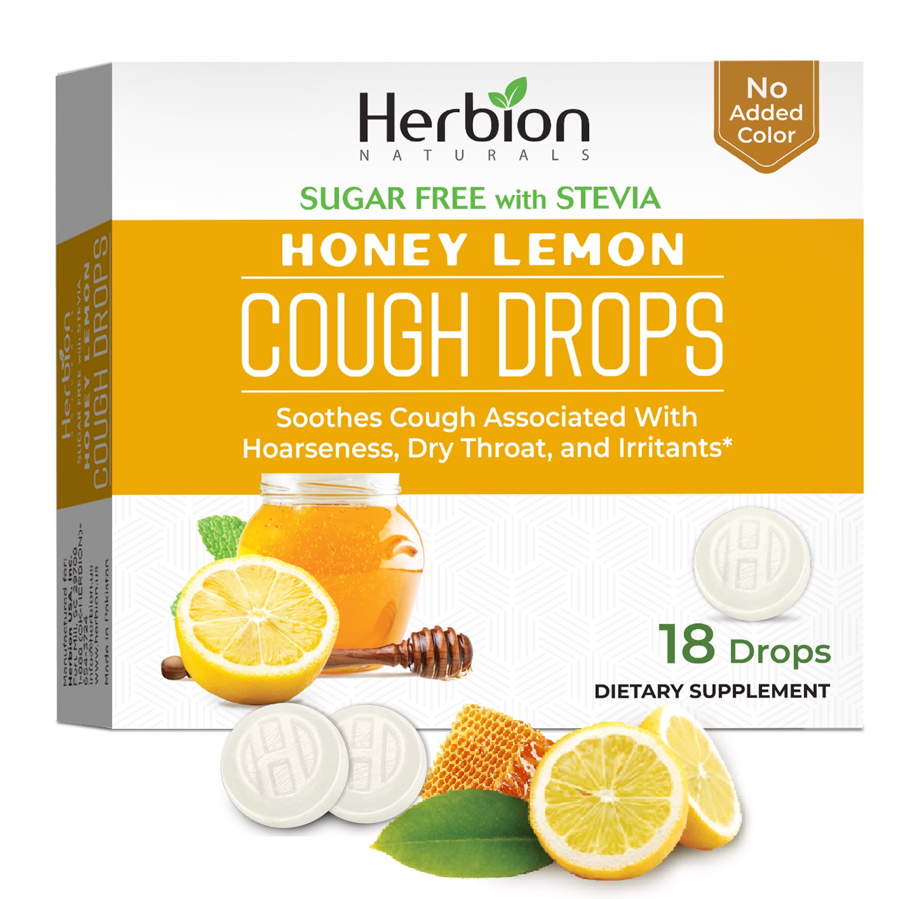 Herbion Naturals Cough Drops with Natural Honey Lemon Flavor, Sugar