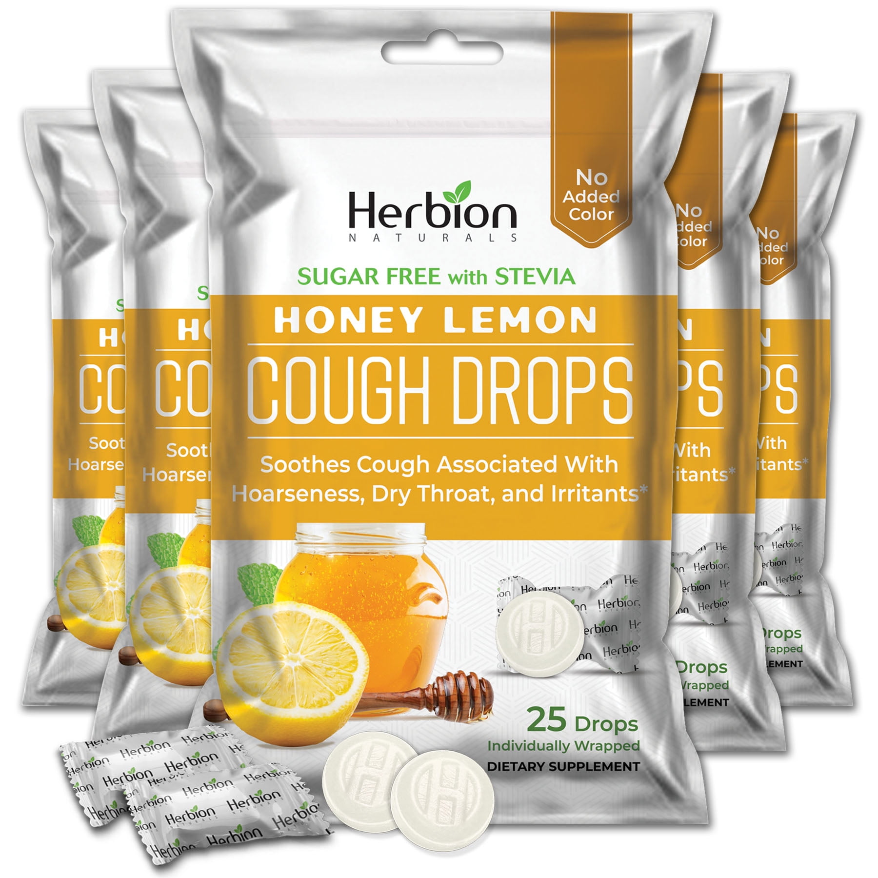 Herbion Naturals Cough Drops with Natural Honey Lemon Flavor, Sugar