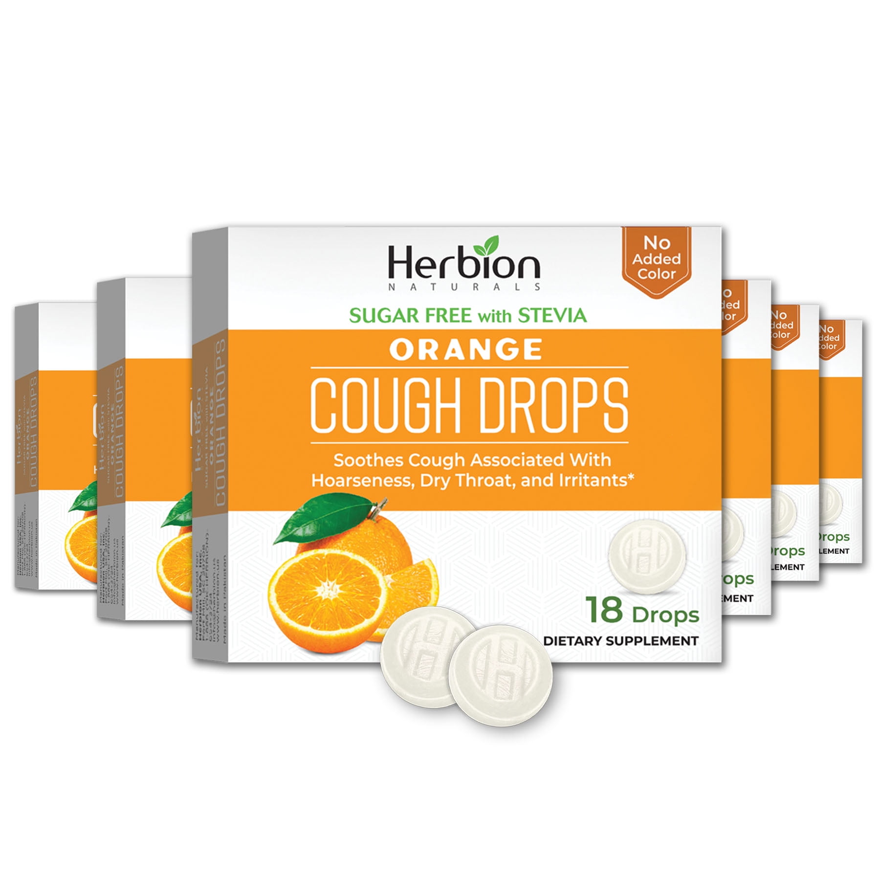 Herbion Naturals Cough Drops with Natural Orange Flavor, SugarFree with Stevia, Dietary