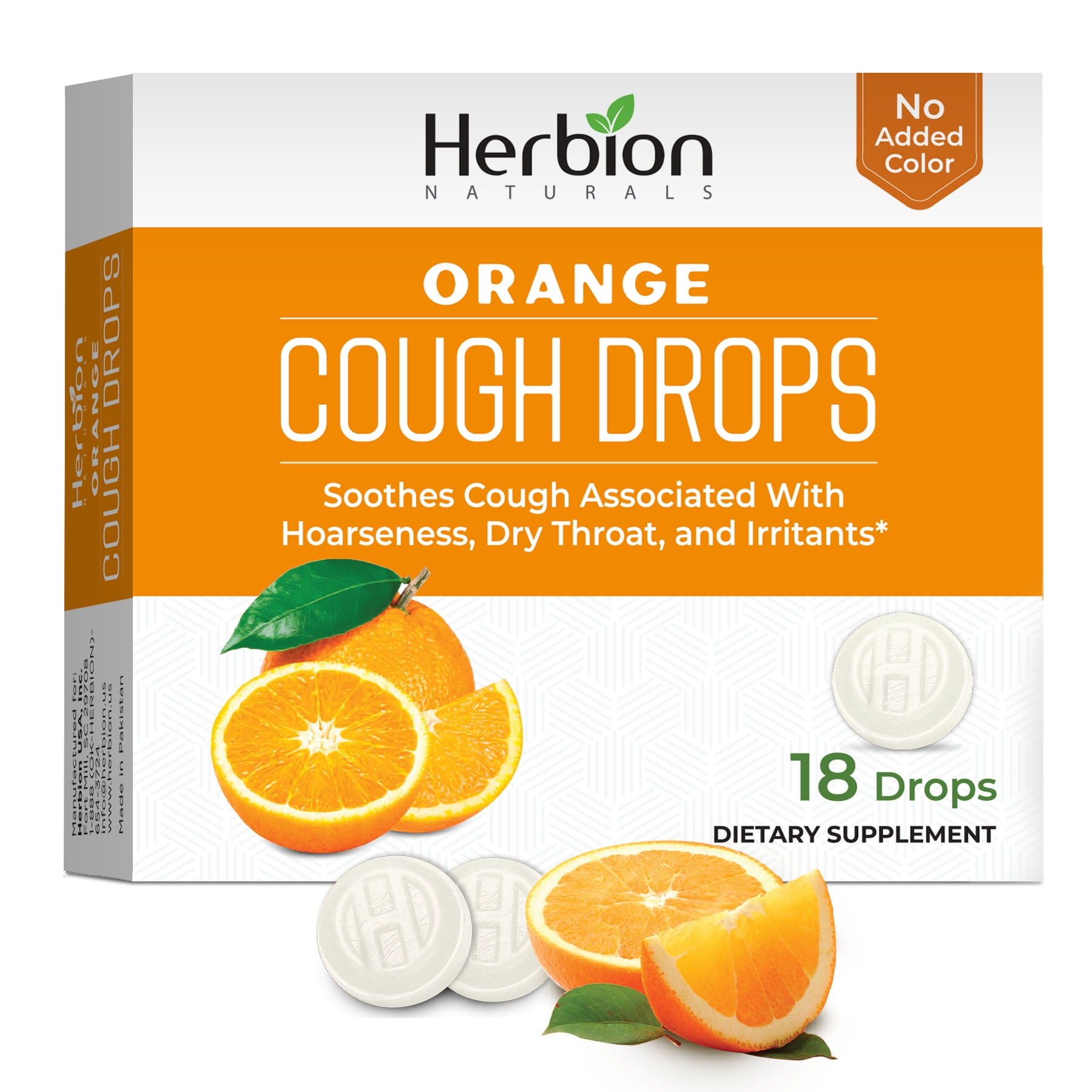 Herbion Naturals Cough Drops with Natural Orange Flavor, SugarFree