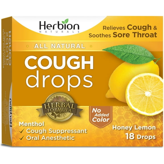 Herbion Naturals Cough Drops with Natural Honey Lemon Flavor, 18 ct (Pack of 2)
