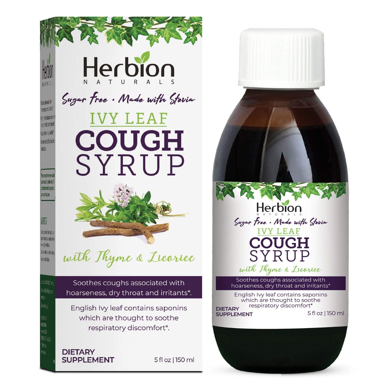 Herbion Naturals Ivy Leaf Cough Syrup with Thyme and Licorice, 5 FL Oz