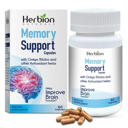 Herbion Ginkgo Gotu Kola Supplements - Antioxidant Memory Support Herbs, 60 Vegicaps