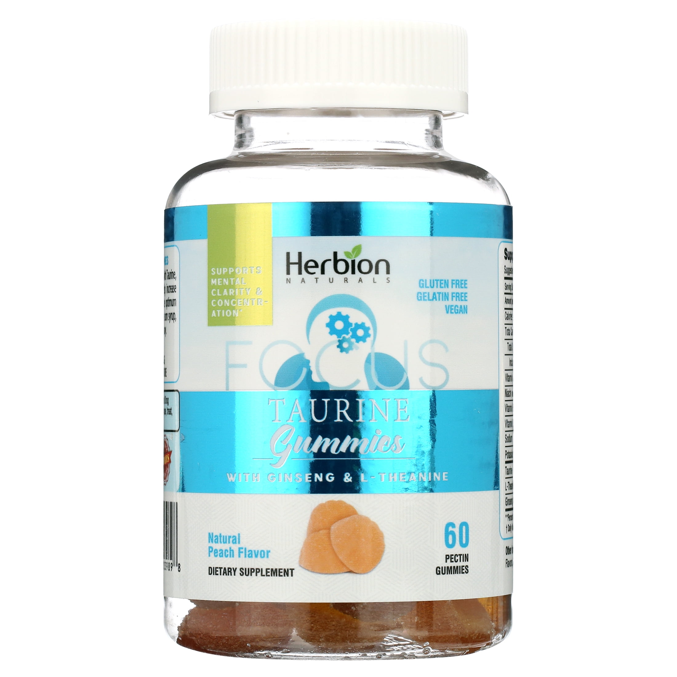 Herbion Naturals Taurine Gummies with Ginseng, LTheanine, Vitamin C, B3, B6, & B12, helps
