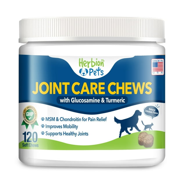 Herbion Pets Joint Care Chews with Glucosamine & Turmeric, 120 Soft