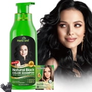 Herbishh Black Color Shampoo for Gray Hair, Permanent, Men & Women 500 ml