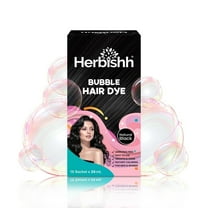 Herbishh 3-in-1 Bubble Foam Hair Dye Shampoo, Black, 10 Sachets x 24ml, Ammonia-Free, Long-Lasting Color for Men & Women