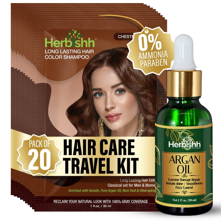 Herbishh Chestnut Brown Color Shampoo for Gray Hair, Hair Dye