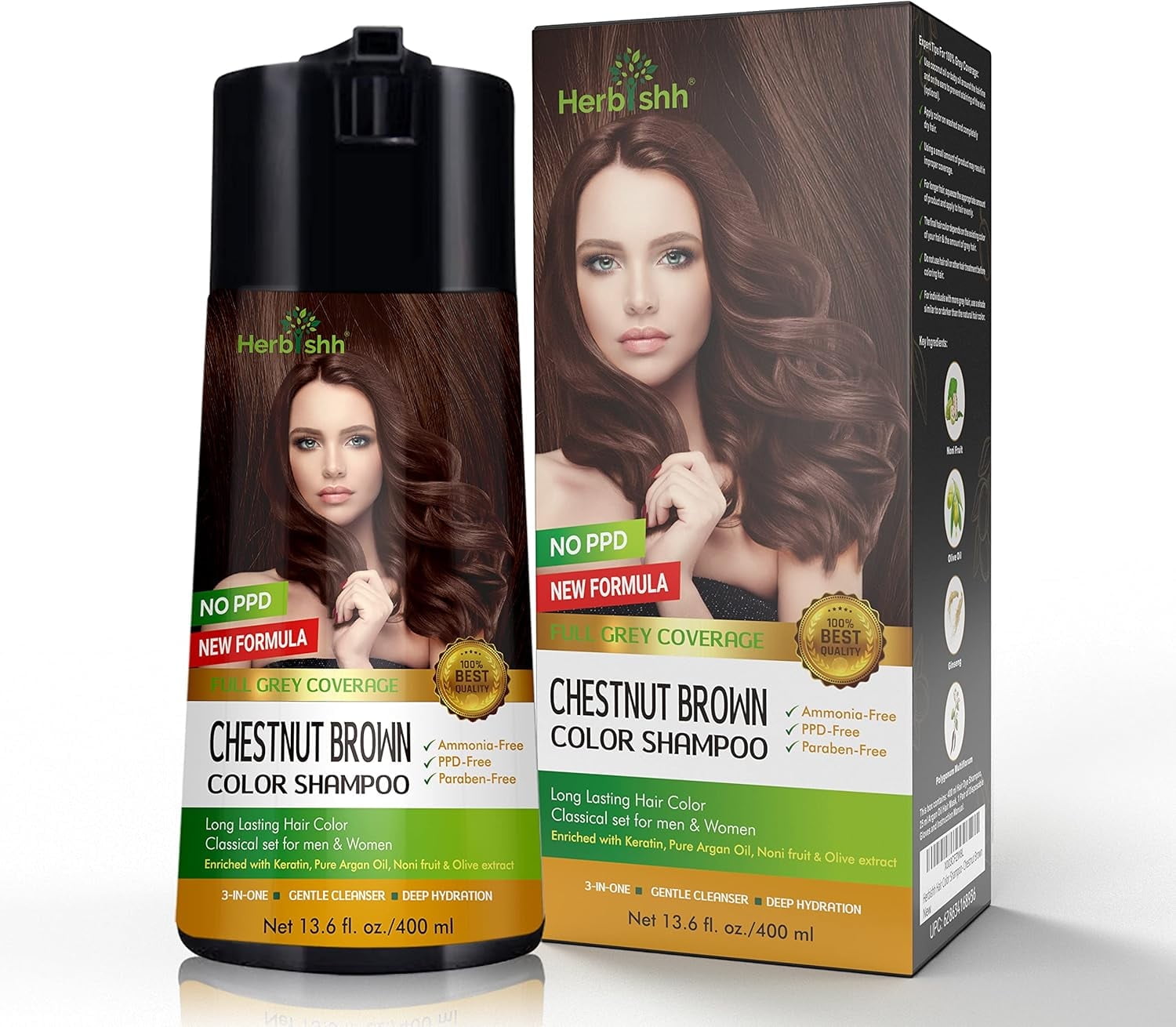 SkinSmart 360® No-Stain Hair Dye Shampoo – Full Gray Coverage For Men & Women, 3-in-1 Color Cleanse Condition, Natural Ingredients, Easy No-Mix Formula, 200 ML (Dark Brown - View #3