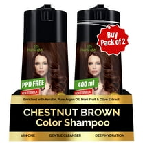 Herbishh Chestnut Brown Pack of 2, PPD-Free Hair Color Shampoo for Gray Hair, Hair Dye Shampoo 3 in 1, 100% Gray Coverage, Permanent Hair Color for Men & Women, Ammonia-free, 400 ml