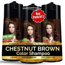 Herbishh Chestnut Brown Pack of 3, PPD-Free Hair Color Shampoo for Gray Hair, Hair Dye Shampoo 3 in 1, 100% Gray Coverage, Permanent Hair Color for Men & Women, Ammonia-free, 400 ml