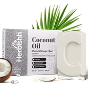 Herbishh Coconut Oil Conditioner Bar, Deep Moisturizing Solid Conditioner Soap for Dry & Curly Hair, Vegan Bar for Women & Men,Restores Damaged Hair for Less Breakage, Sulfate Free, 3.53 oz