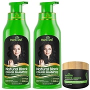 Herbishh Ultimate Hair Color Shampoo Kit2Pcs Hair Color Shampoo+ 1Argan Hair Mask for Grey Hair Permanent Hair Color Shampoo for Men and Women Long Lasting Shampoo Easy to Apply Black