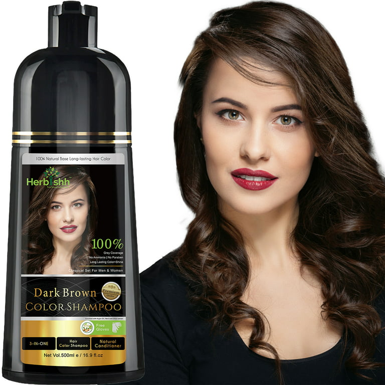 Kæreste cement ser godt ud Herbishh Dark Brown Color Shampoo for Grey Hair – Ammonia-Free Hair Dye  Shampoo - Walmart.com