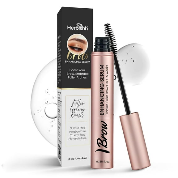 Herbishh Eyebrow Enhancing Serum, Fuller & Thicker Brows, Infused with Hydrating & Strengthening Formula, Sulfate-Free, Travel-Friendly Brow Growth Serum, 0.135 fl. Oz