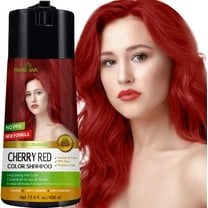 Herbishh Golden Cherry Red PPD-Free Hair Color Shampoo for Gray Hair, Hair Dye Shampoo 3 in 1, 100% Gray Coverage, Permanent Hair Color for Men & Women, Ammonia-free, 400 ml