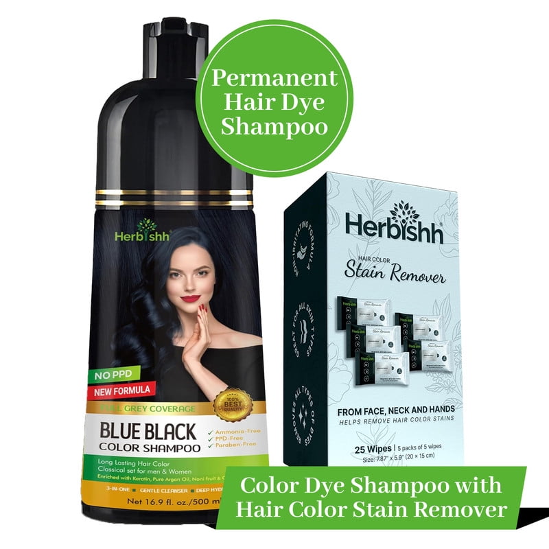 2 Pack) Herbishh Hair Color Shampoo For Gray Hair With 2 Stain Pouch Remover– Natural Hair Dye Shampoo – Colors Hair In Minutes – Long Lasting–500 Ml - Foto 10