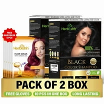 Herbishh Hair Color Shampoo for Grey Hair – Hair Dye Shampoo with Bio-Active Ingredients – Long Lasting Color – Travel-Friendly Pack (20 x 30ml Sachets) 5 Pack Hair Mask Sachets (Black)