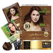 Herbishh Hair Color Shampoo for Gray Hair, Men & Women, Travel Size, 10+1 Pack Light Brown 30 ml