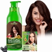 Herbishh Hair Color Shampoo for Gray Hair   Natural Hair Dye Shampoo   Colors Hair in Minutes   Lasts Up To 3-4 Weeks   500ML   3-In-1 Hair Color   Colors, Cleanses, and Conditions Dark Coffee