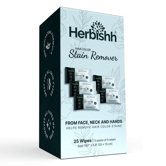 Herbishh Hair Color Stain Remover Wipes – Gentle Formula for Dye Cleanup – Easy Clean Hair Color Remover Wipe for Skin – Travel Pack with 5 Wipes – Safe and Skin-Friendly, Pack of 5