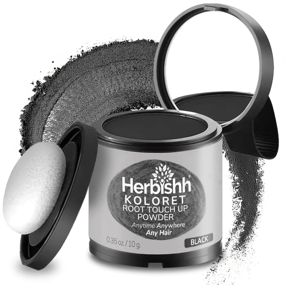 Koloret Root Touch Up Powder– Natural Black Powder for Women & Men, Instant Root Cover Up for Gray Coverage, Hairline Concealer for Thinning Hair & Bald Spots, Water-Resistant & Smudge-Proof, 10g
