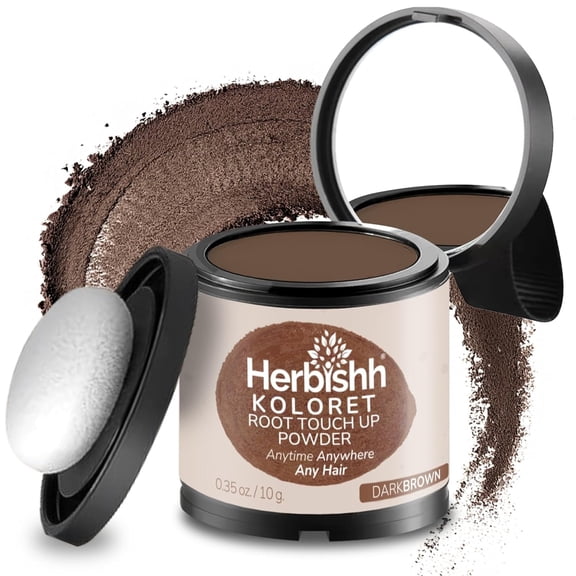 Koloret Root Touch Up Powder– Dark Brown Powder for Women & Men, Instant Root Cover Up for Gray Coverage, Hairline Concealer for Thinning Hair & Bald Spots, Water-Resistant & Smudge-Proof, 10g