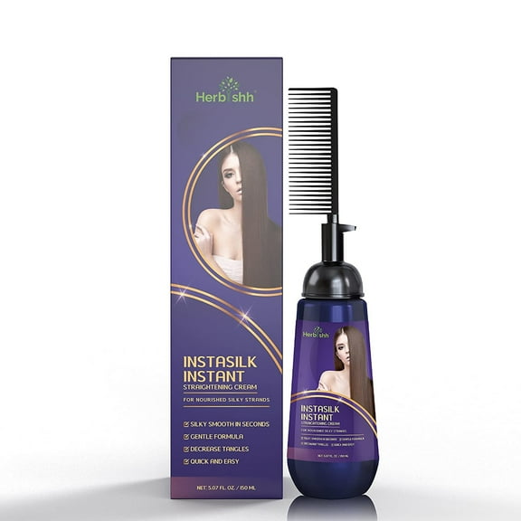 Herbishh Instant Hair Straightener Cream with Applicator Comb Brush – Smooths Curls & Tangles- 150ml