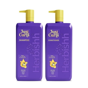 Herbishh Just Curls Coconut & Avocado Oil Infused Curly Hair Shampoo And Conditioner Set, Sulfate-free Vegan Kit For Curly Hair Care Women & Men Wavy, Curly Hair Products For Nourished Smooth Hair
