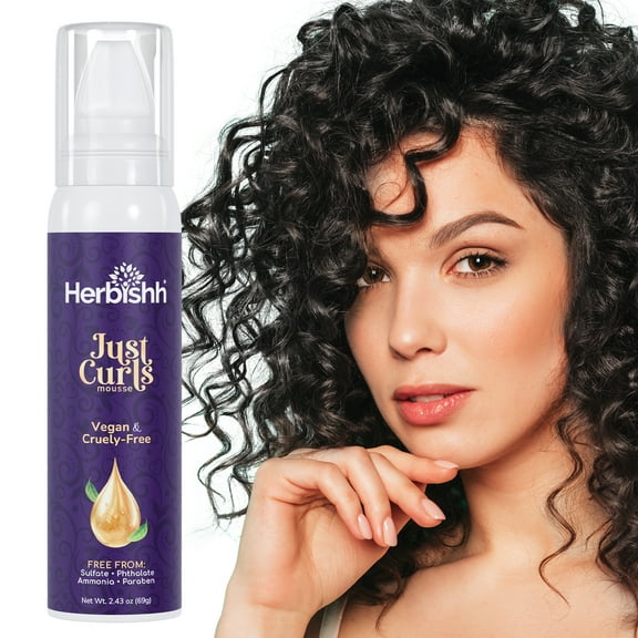 Herbishh Just Curls Weightless Hair Mousse (69g), Volumizing Mousse for Curly & Wavy Hair, Anti-Frizz Styling Foam Mousse, Flexible Hold, Hydrating & Non-Sticky, Travel-size Aerosol Product