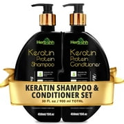 Herbishh Keratin Shampoo and Conditioner Set – Shiny & Frizz-free, All Hair Types, Unisex, 450ml