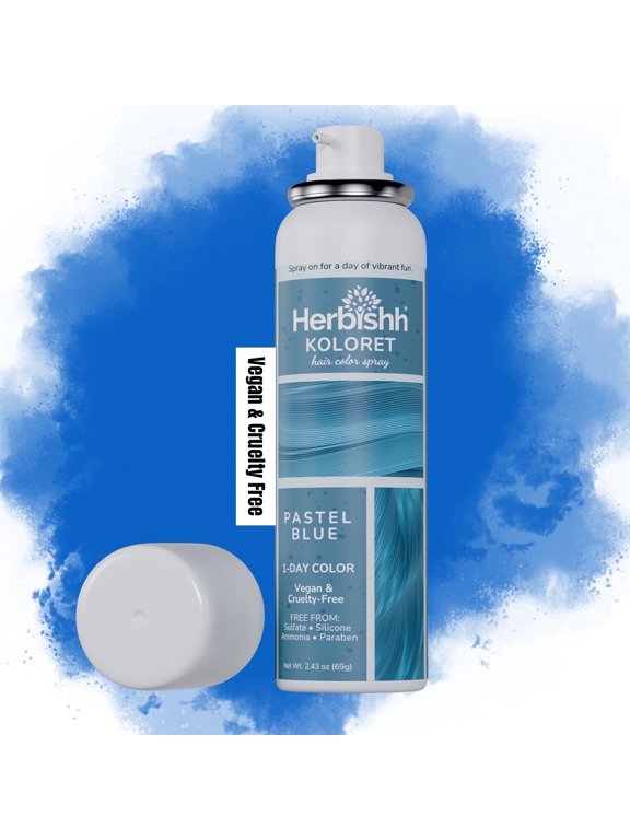 Koloret Pastel Blue Hair Tint Spray (69g), Washable Temporary Color Mist for Light & Dark Strands, Quick-Dry, Non-Sticky, Travel-Friendly Root Touch Up for Women