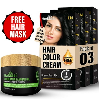 Herbishh Rapid Infusion Hair Color Cream – 1N Natural Black Hair Dye Permanent One Minute with Comb Applicator, Hair Color for Gray Hair Coverage, Ammonia-Free, Patented Korean Technology, 2.03 fl. O