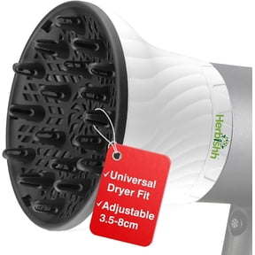 Herbishh Universal Hair Dryer Diffuser - Adjustable 3.5-8 cm, Rotary Clip for Curly & Wavy Hair, Even Heat, Reduces Frizz & Adds Volume, Heat-Resistant Air Hood for Effortless Curl Definition (White)