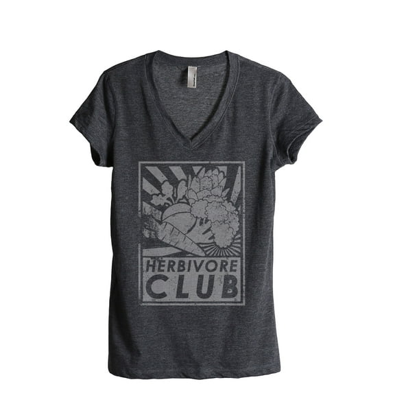Herbivore Club Women's Fashion Relaxed V-Neck T-Shirt Tee Charcoal Grey Medium
