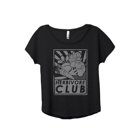 Herbivore Club Women's Fashion Slouchy Dolman T-Shirt Tee Heather Black Large