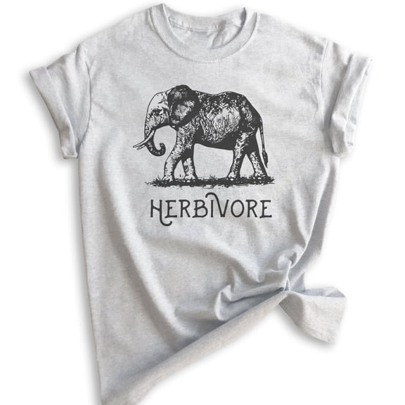 Herbivore Elephant Shirt, Unisex Women's Men's Shirt, Herbivore Shirt, Vegan Veganism Shirt, Animal Shirt, Heather Ash, X-Small