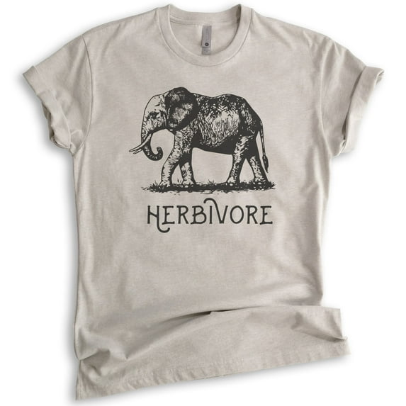 Herbivore Elephant Shirt, Unisex Women's Men's Shirt, Herbivore Shirt, Vegan Veganism Shirt, Animal Shirt, Light Silk Gray, Medium