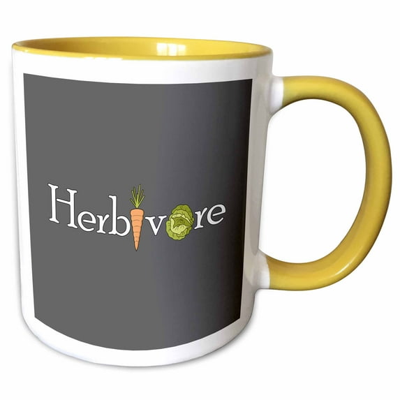 3drose, Herbivore Funny Vegan Vegetarian, 11oz Two-tone Yellow Mug