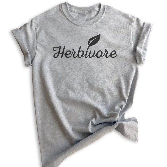 Herbivore T-Shirt, Unisex Women's Men's Shirt, Vegan Shirt, Veganism T-shirt, Heather Gray, Large