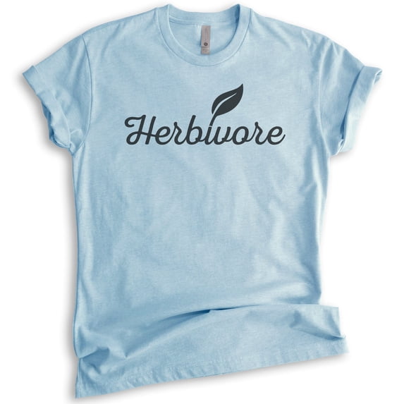 Herbivore T-Shirt, Unisex Women's Men's Shirt, Vegan Shirt, Veganism T-shirt, Heather Light Blue, X-Small