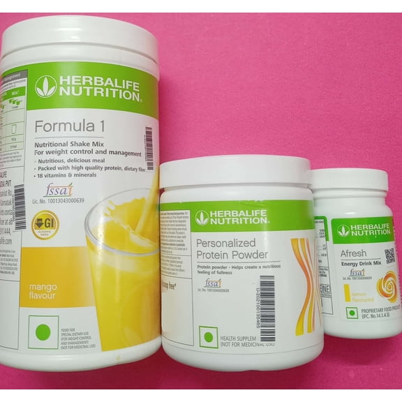 Herblife Nutrition Shake Mix Mango With Protein Powder 200G And Afresh - Lemon Drink