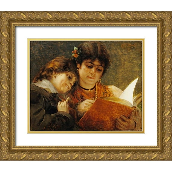 Herbo, Leon 31x26 Gold Ornate Wood Framed with Double Matting Museum Art Print Titled - A Fairy Tale