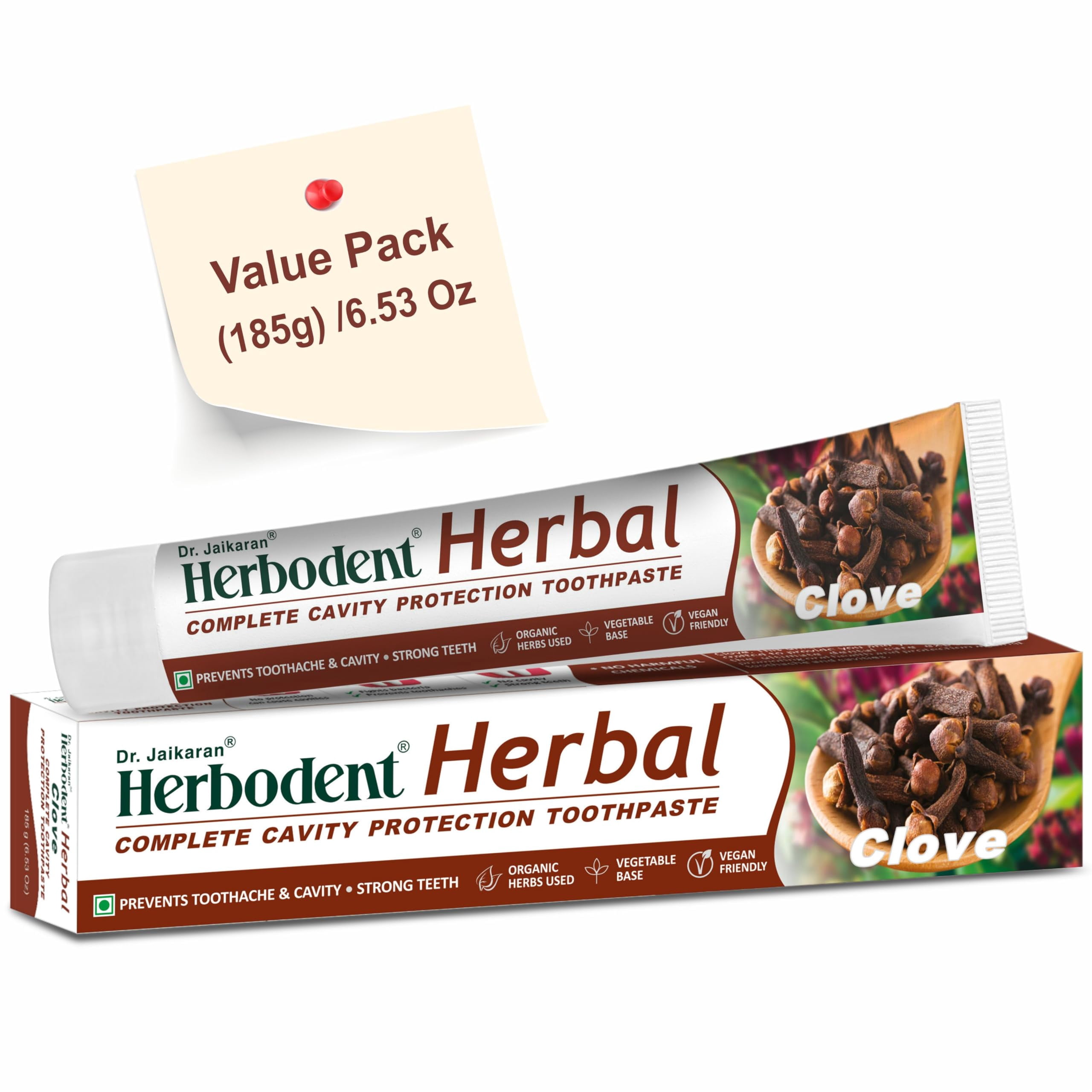 Herbodent® Herbal Clove Toothpaste - 185g Pack of 1 | Natural Herbs ...