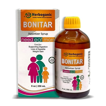 Herboganic Bonitar Appetizer Herbal Syrup - Improves Digestion, Appetite and Weight Gain 8 oz