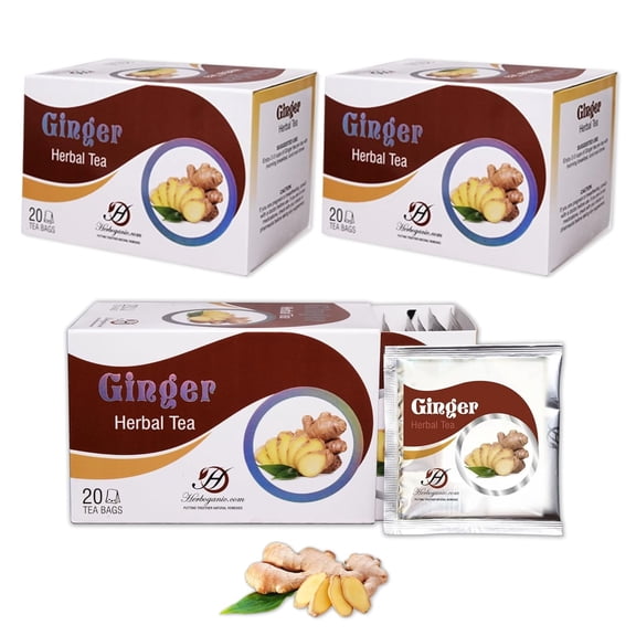 Herboganic Ginger Herbal Tea – 60 Tea Bags Soothing & Refreshing Supports Digestion, Immunity & Relaxation 100% Natural & Caffeine-Free