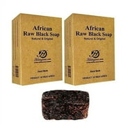 Herboganic Raw African Black Soap Bar – Natural Exfoliating Cleansing Bar for Face and Body – With Benefits of Moisturizing Shea Butter - Handmade and Authentic – ( Pack of 2 | 6 Oz. Each)