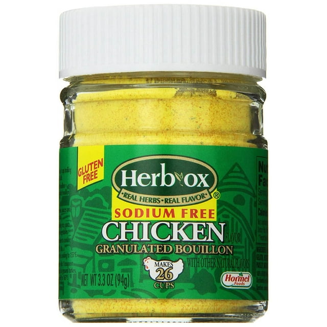Herbox Granular Sodium Free Chicken Bouillon, 3.3 Ounce (Pack of 6