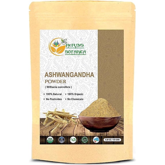 Herbs Botanica Ashwagandha Powder Withania Somnifera Powder 5.3 oz | 150 Gms Ashwagandha Roots Powder Ayurvedic Herbal Supplement Support and Strength